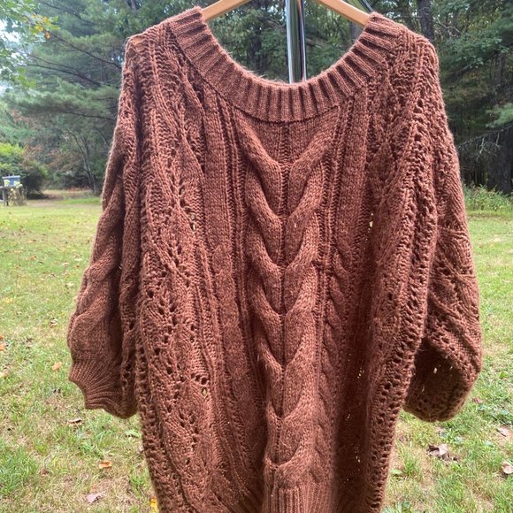 Three Bird Nest Sweaters - THREE BIRD NEST Golden Hour Bubble Sleeve Sweater Dress - Small